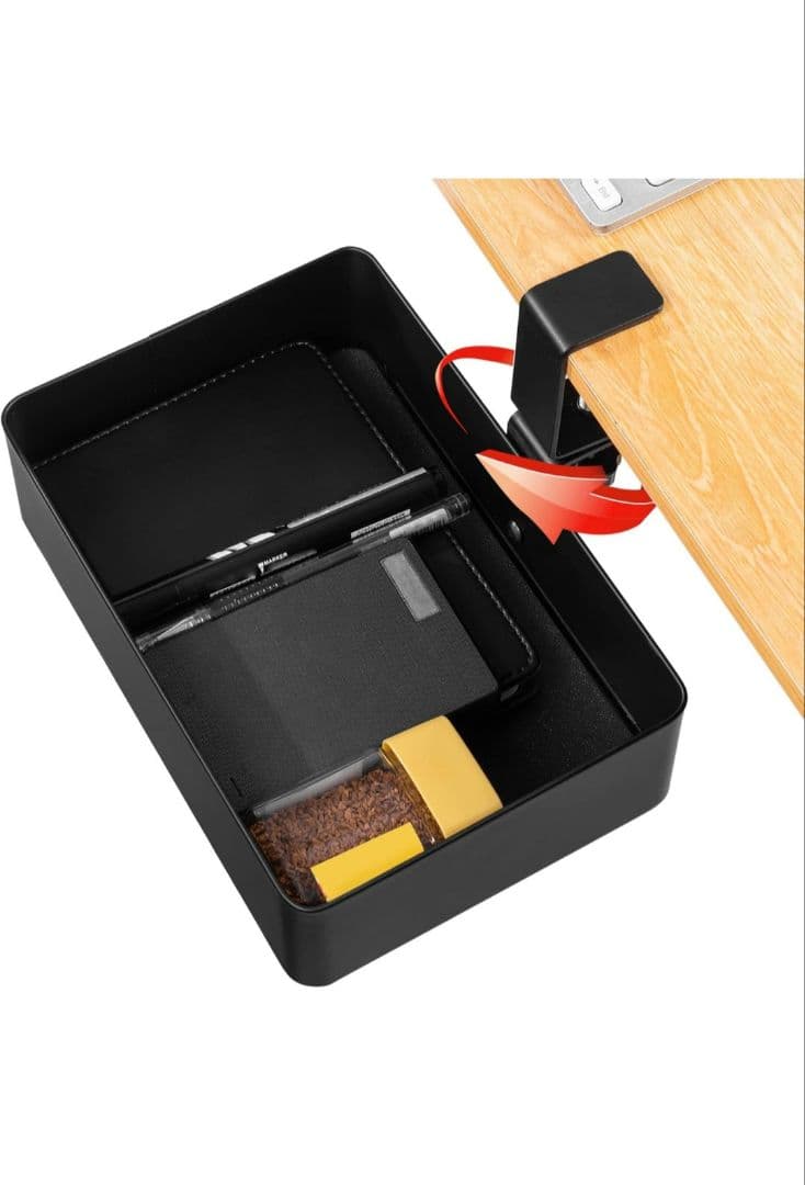 テーブル下収納　デスク下ラック 360度回転