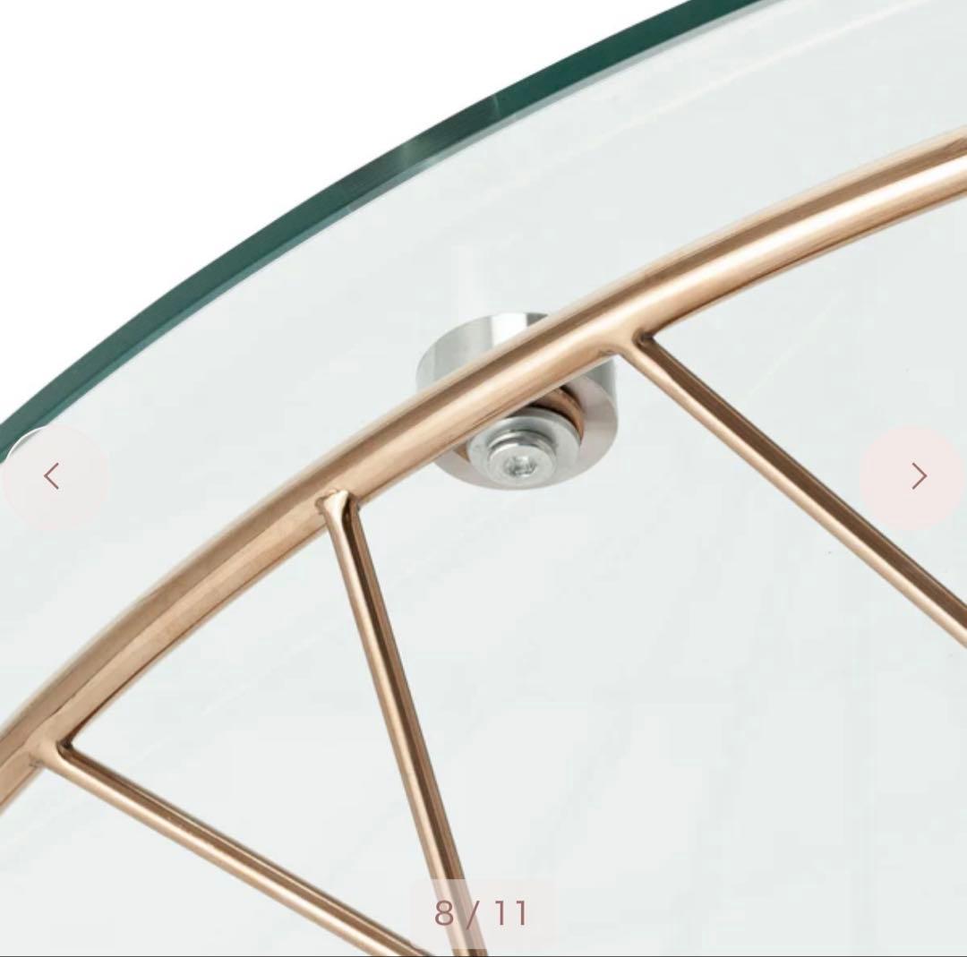 フランフラン マーリア コーヒーテーブル クリア×ゴールド（φ800）