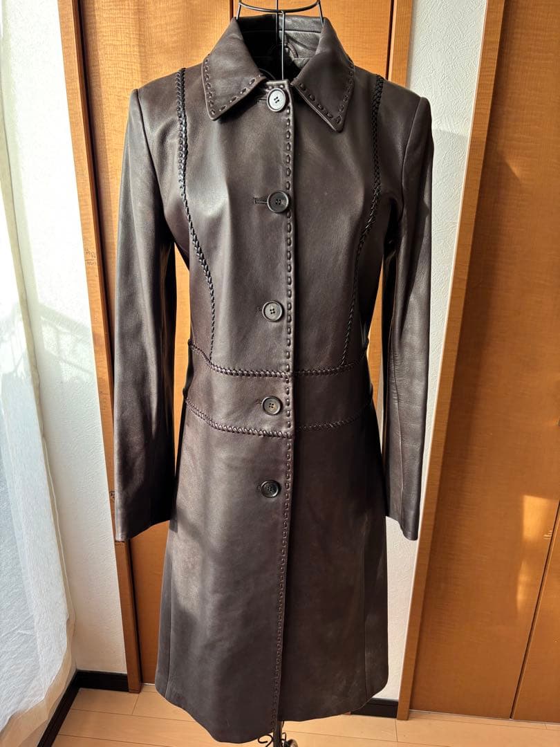 RUFFO レザーロングコート　ブラウン
