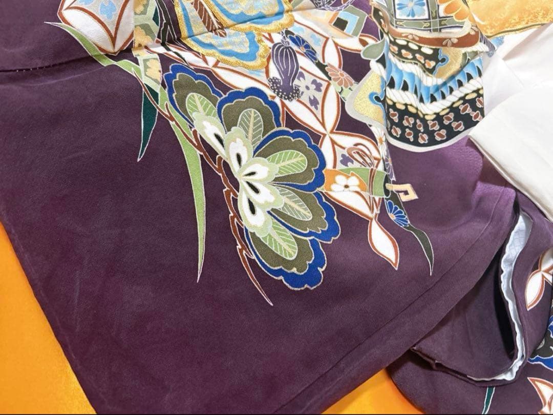 お買い得訳あり品【正絹】♡七五三　5歳　男の子　セット　一式　紫　鷹