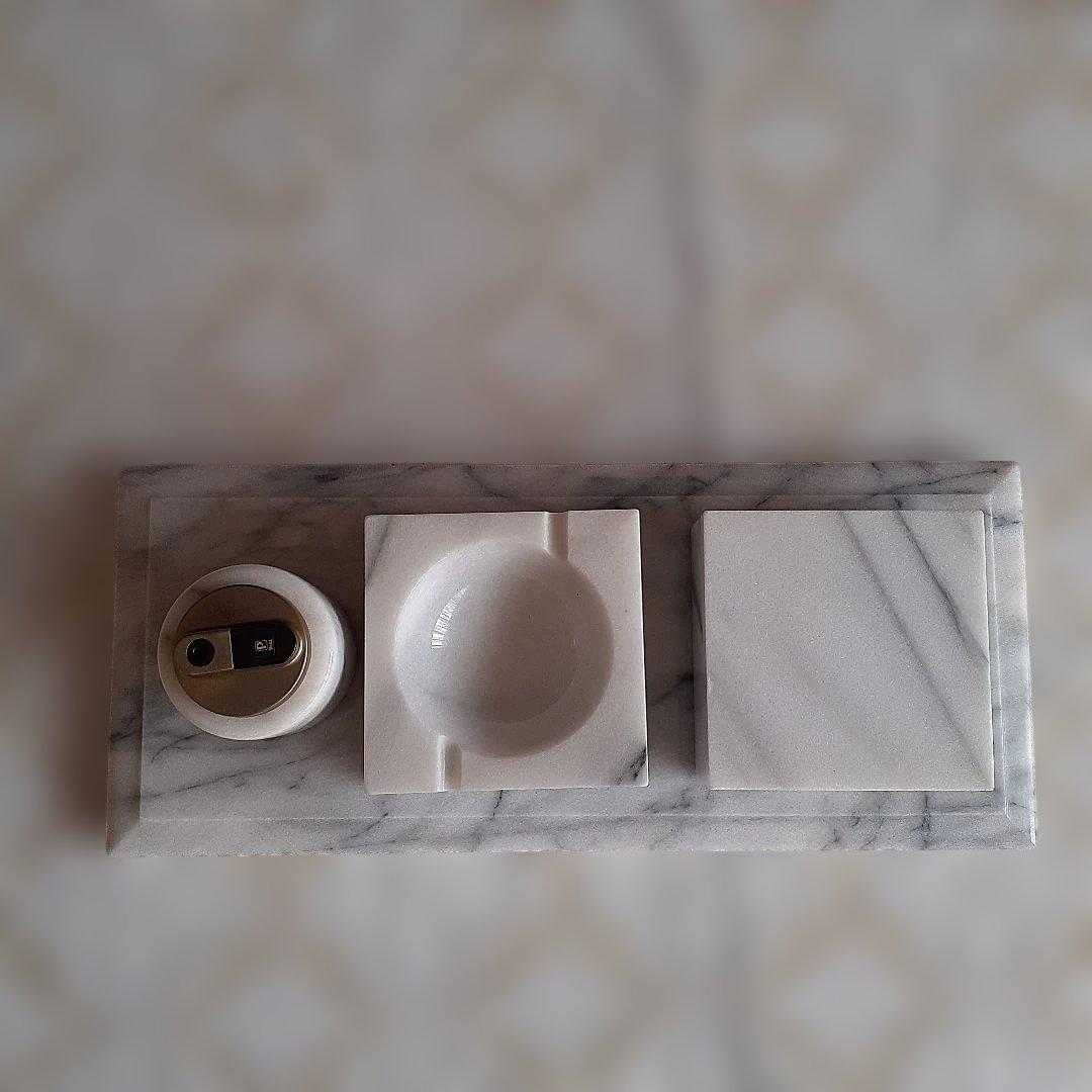 超希少　大理石 応接セット 灰皿 ライター 煙草入れ プレート 4点セット