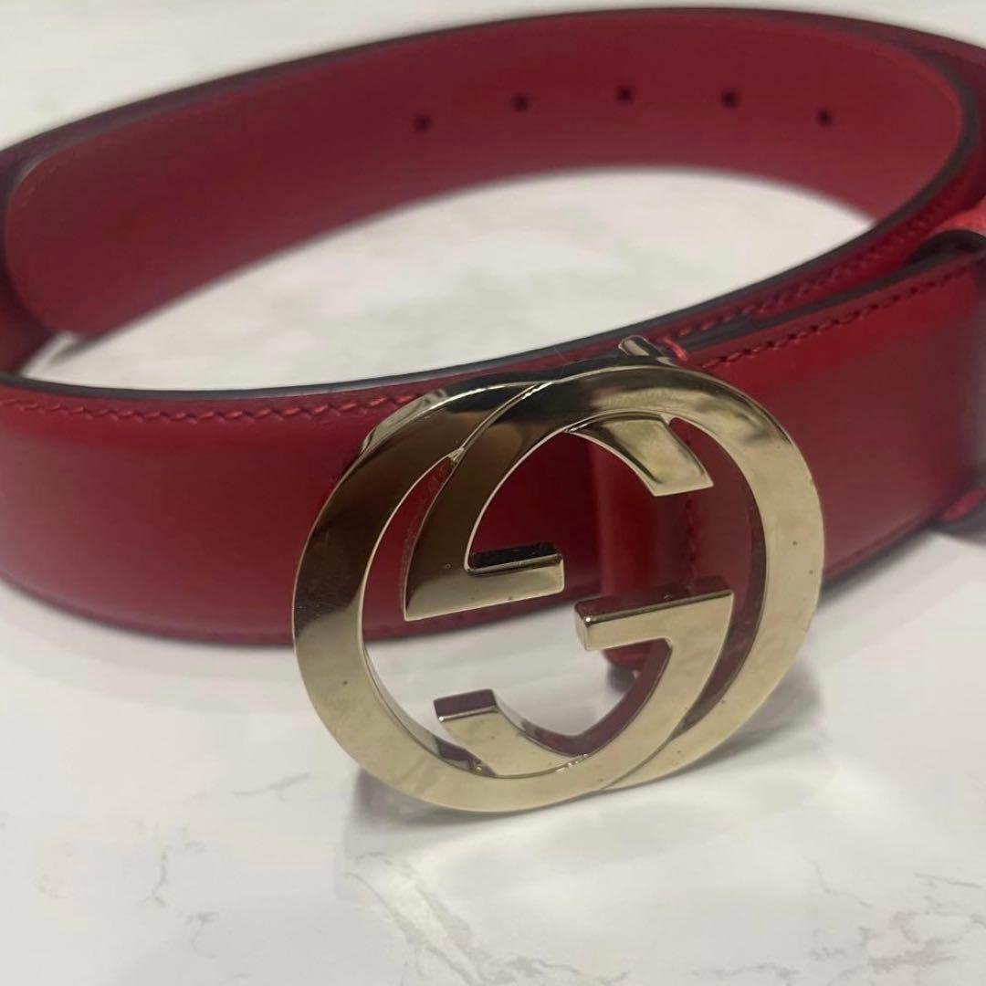 GUCCI GGロゴ 赤 レザー ベルト