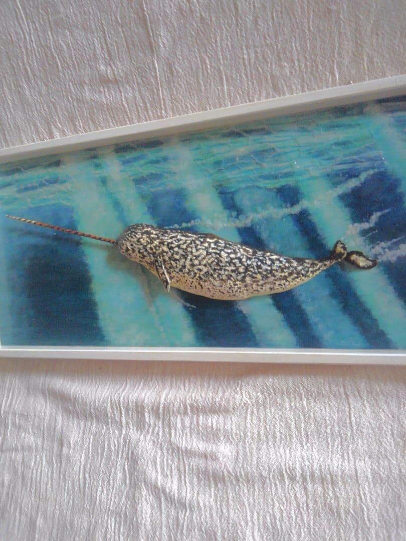 木彫りの一角クジラの3D壁掛け