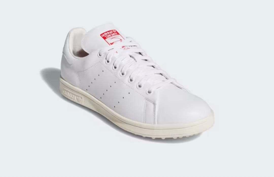 新品2025年アディダスゴルフスタンスミスNNO27スパイクレス紐赤24