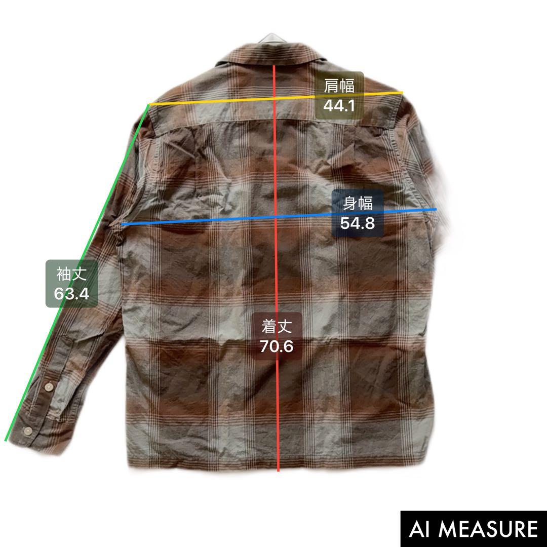 ワコマリア オンブレチェック オープンカラーシャツ M ブラウン 長袖