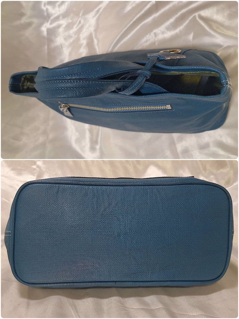 ブルーaniary アニアリ　クロッシングレザー ミニトートバッグ　ゴルフ