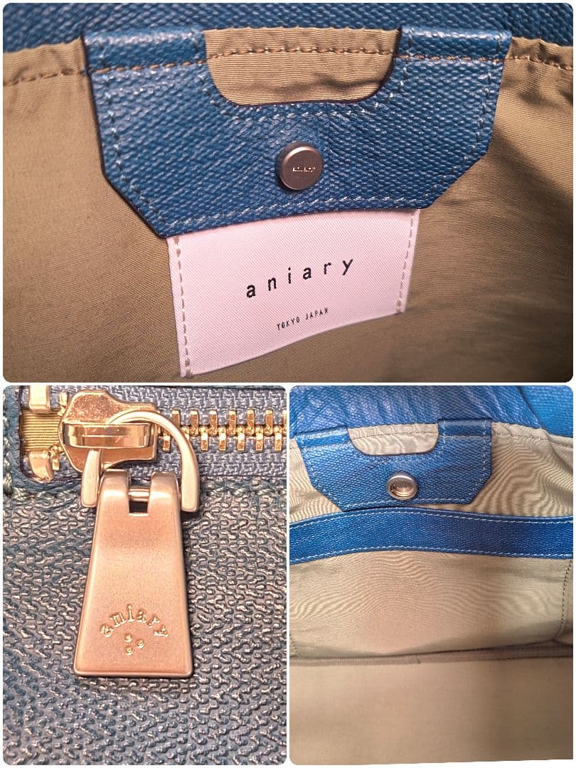 ブルーaniary アニアリ　クロッシングレザー ミニトートバッグ　ゴルフ
