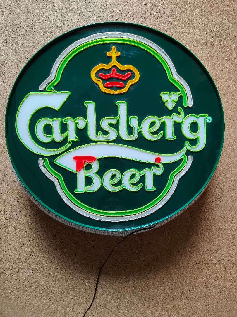 希少　Carlsberg　カールスバーグネオン看板　照明看板　φ54cm