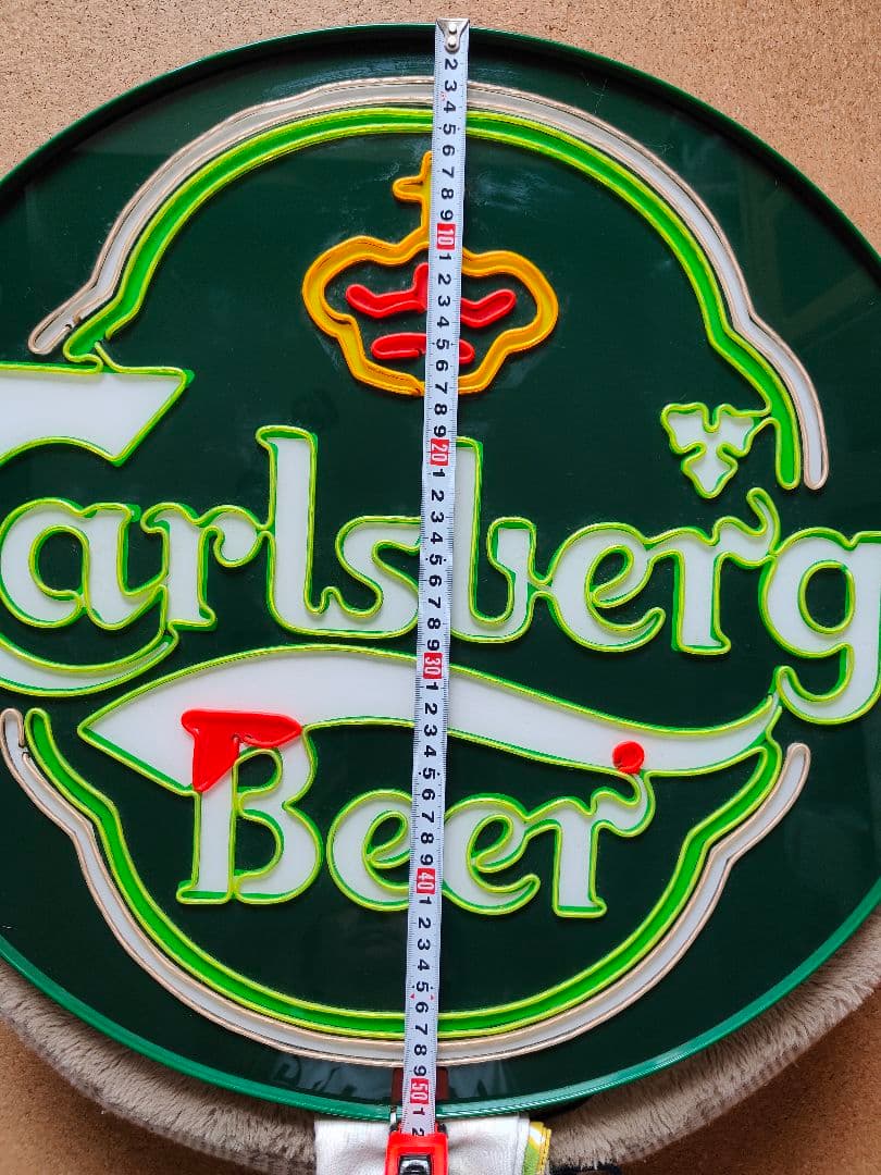希少　Carlsberg　カールスバーグネオン看板　照明看板　φ54cm