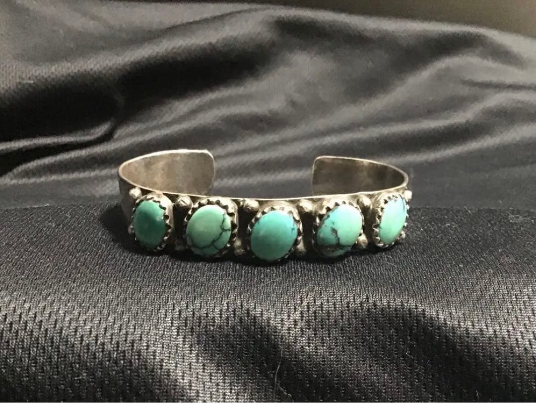 ターコイズ5連&シルバー925バングル　ネイティブ