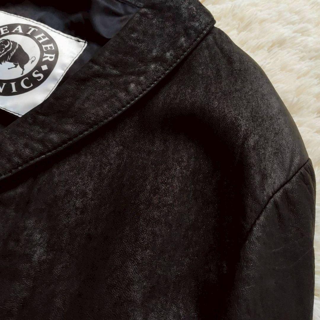 TECHNICS UK製 ショート丈 刻印ボタン 変形レザーテーラードジャケット