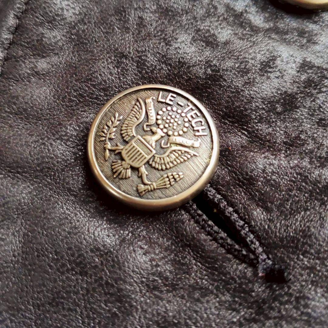 TECHNICS UK製 ショート丈 刻印ボタン 変形レザーテーラードジャケット