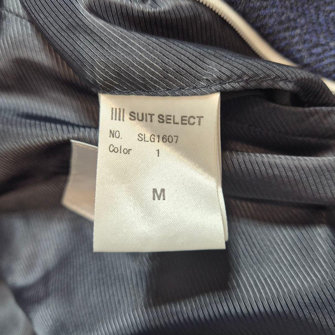 【美品】スーツセレクトヘリンボーン ダブルチェスターコート ネイビー M