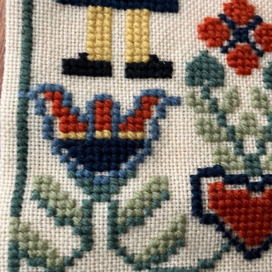 北欧ビンテージ　北欧刺繍　大型タペストリー