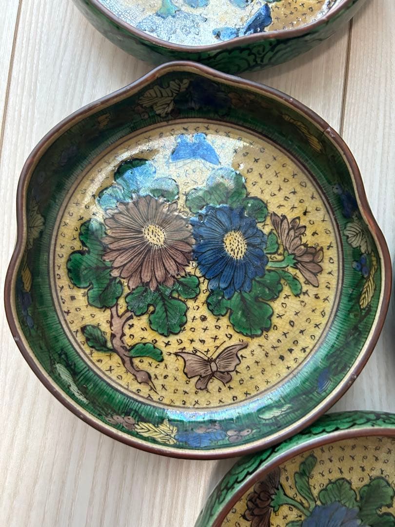 【内容必読】九谷焼　青手九谷　吉田屋　五枚