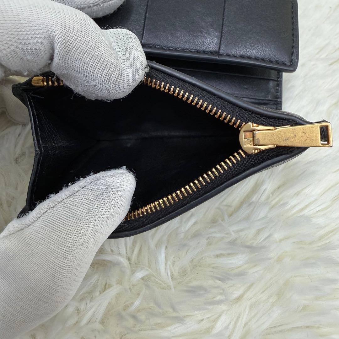 ✨美品✨ ボッテガヴェネタ 三つ折り 財布 カセット ブラック レザー