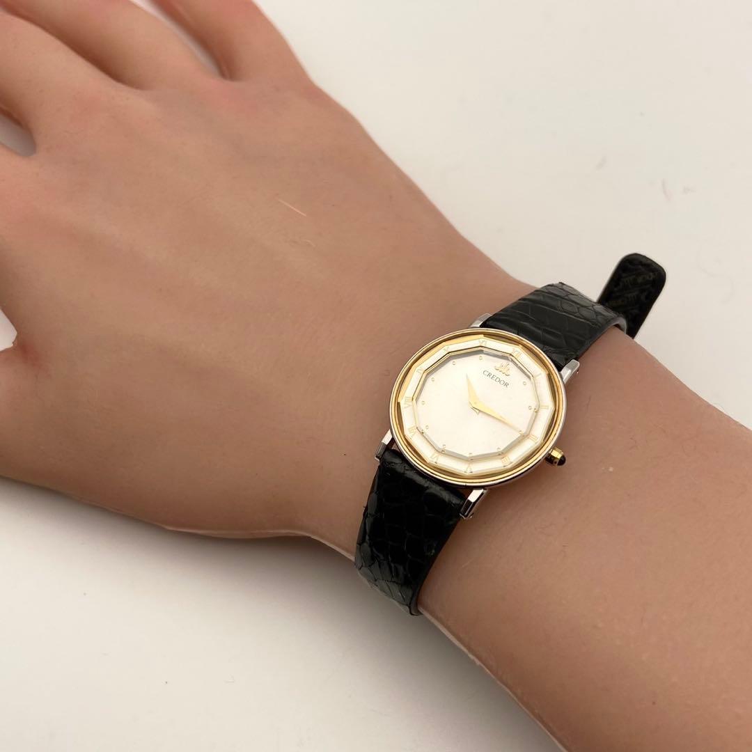 【稼働】SEIKO CREDOR 18kt 腕時計 ゴールド クォーツ 美品