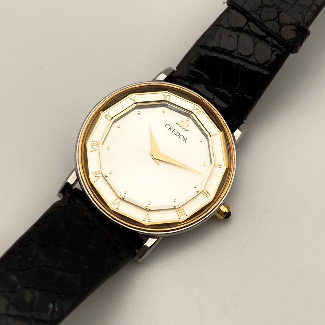 【稼働】SEIKO CREDOR 18kt 腕時計 ゴールド クォーツ 美品