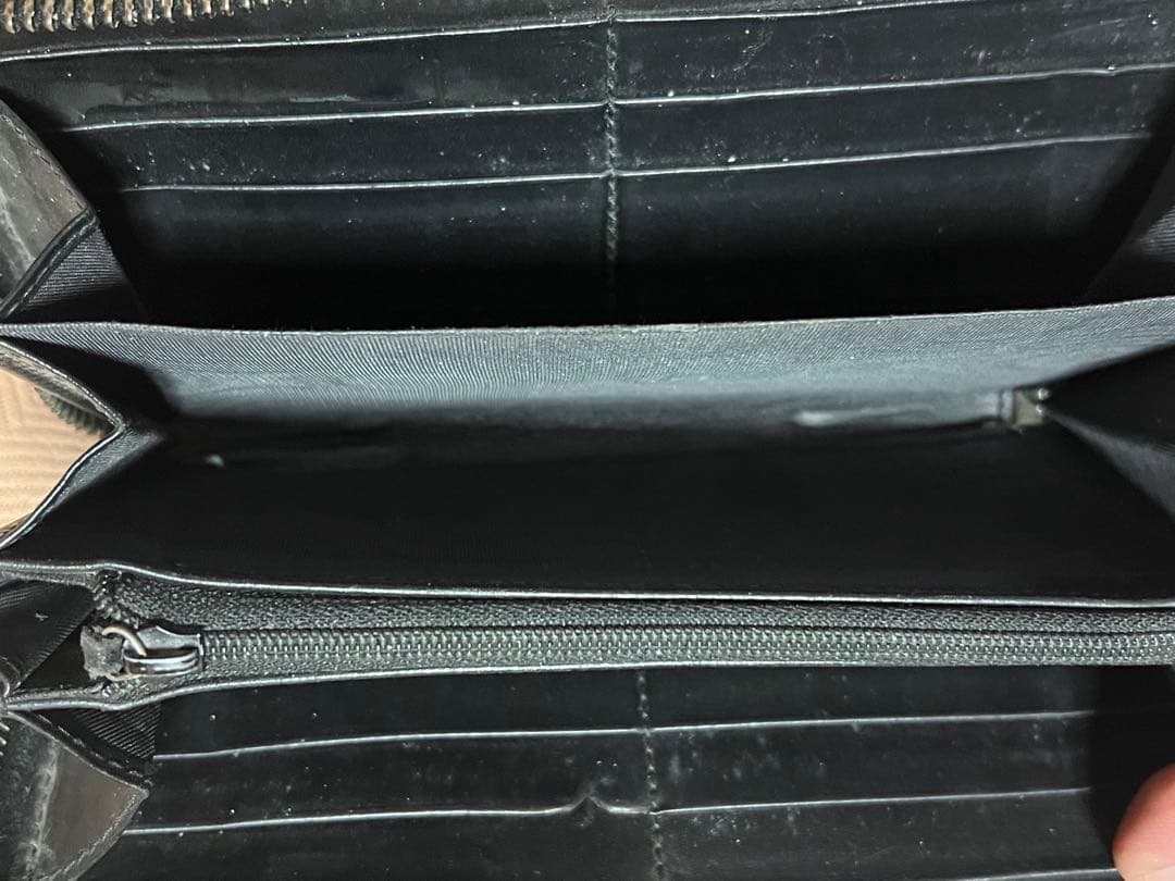 GUCCIグッチ シマ GG レザー ラウンドファスナー 長財布