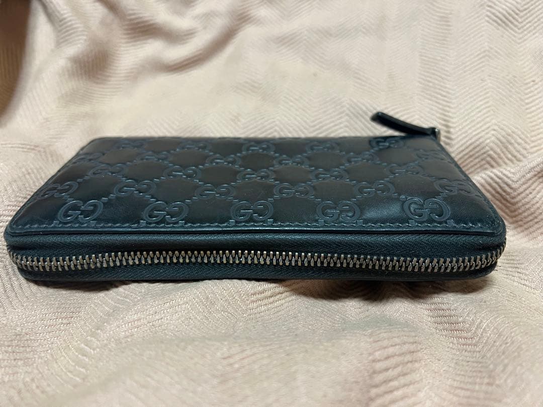 GUCCIグッチ シマ GG レザー ラウンドファスナー 長財布