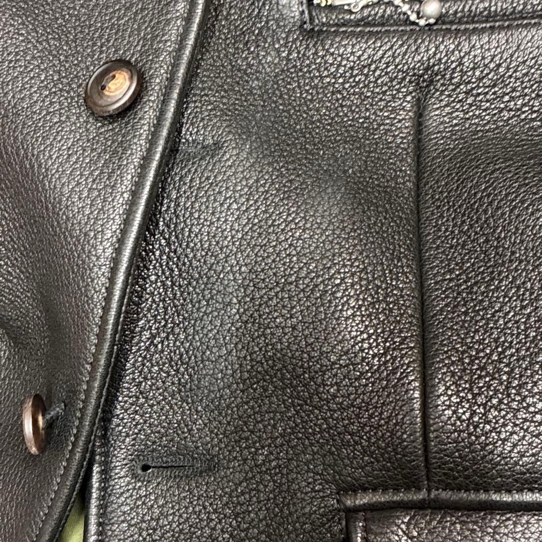 レザーコート　レザージャケット　シープスキン　サックコート　ディアスキン L