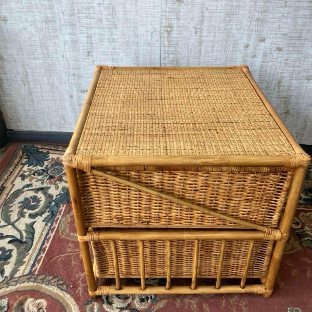 昭和レトロ ラタンチェスト 4段収納ラック 引き出しタンス 箪笥 ランドリー