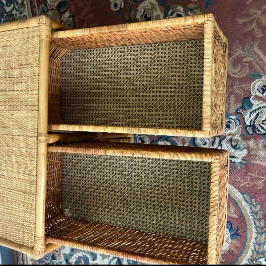 昭和レトロ ラタンチェスト 4段収納ラック 引き出しタンス 箪笥 ランドリー