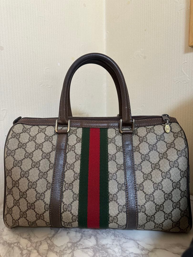 週末限定セールGUCCI グッチ GGシェリーライン ミニボストンバッグブラウン