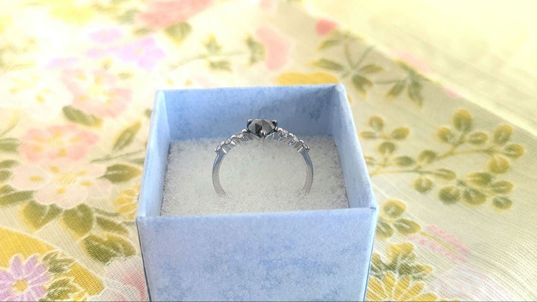 ブラックダイヤ ローズカットハートリング