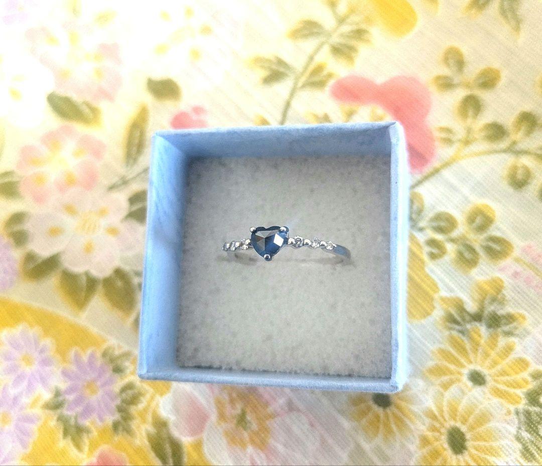 ブラックダイヤ ローズカットハートリング