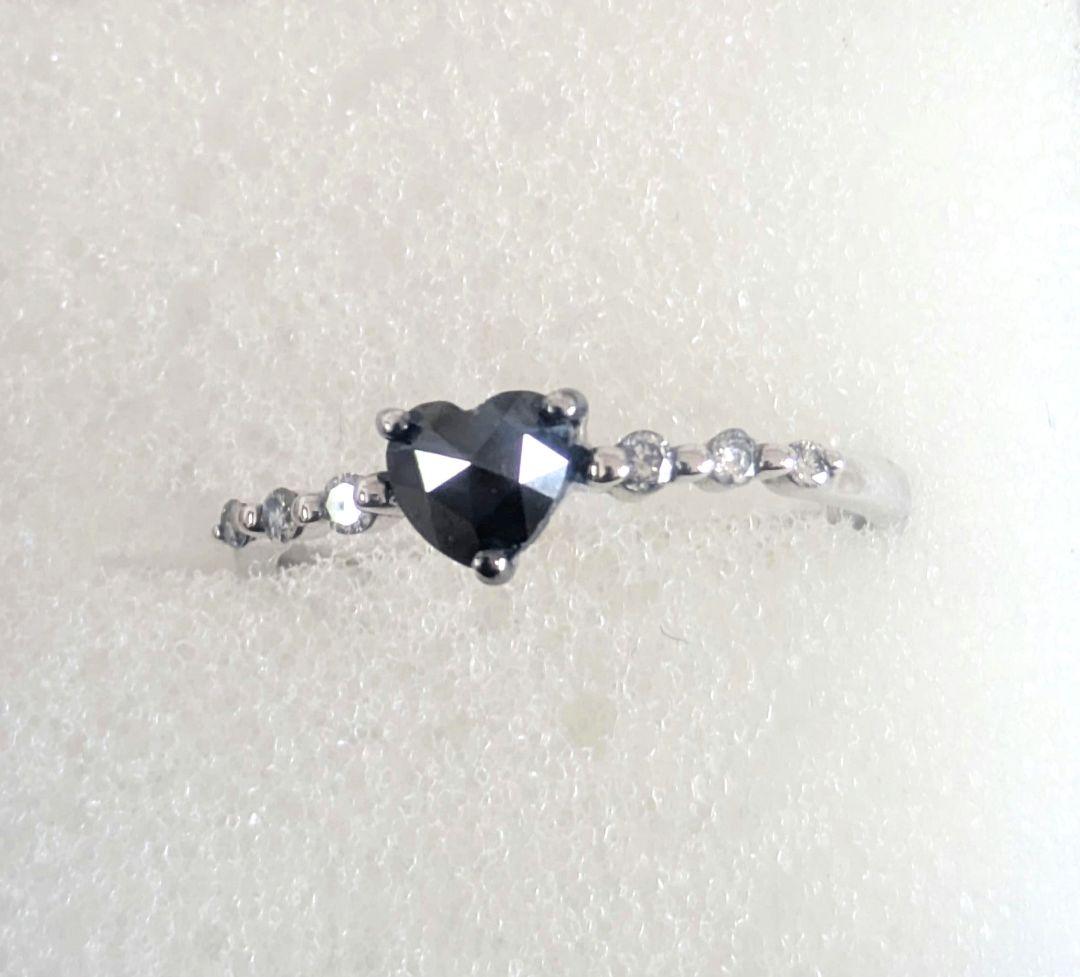 ブラックダイヤ ローズカットハートリング