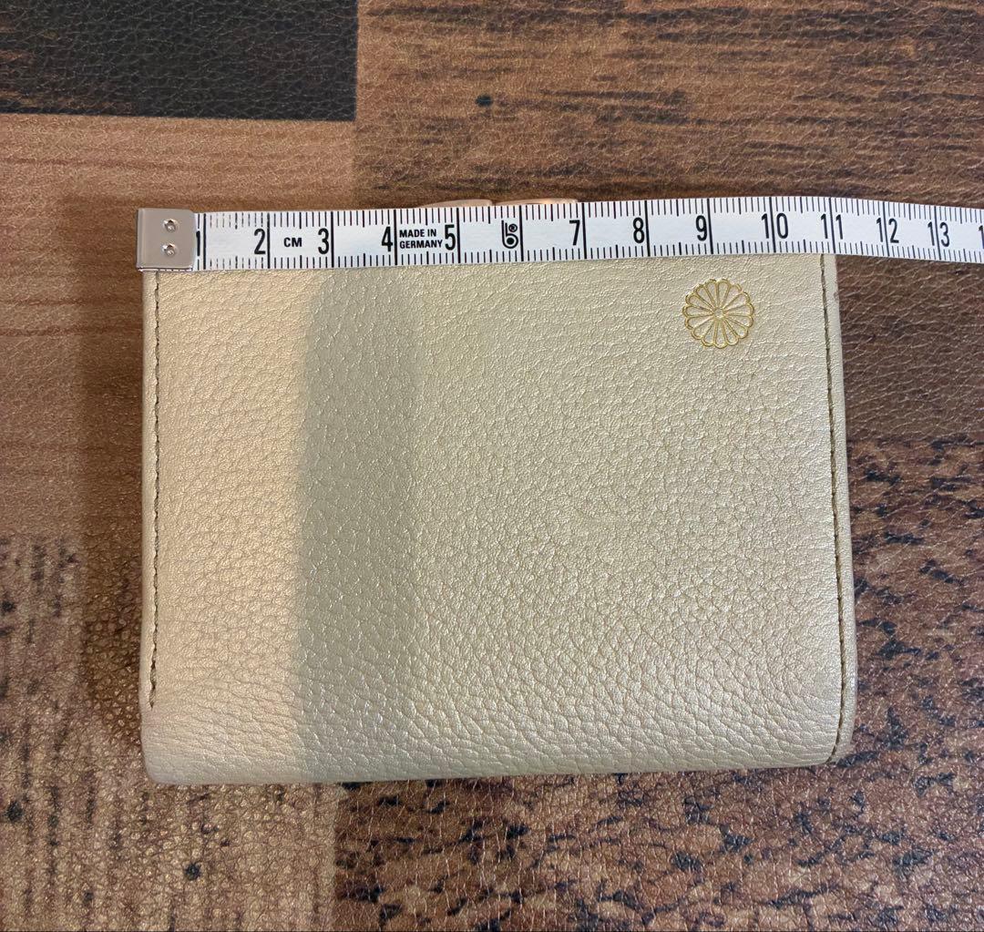 皇居財布　二つ折り財布 がま口 レザー 金色 ゴールド