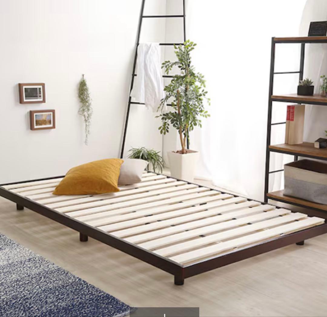 天然木3段階　脚高さ調整　セミダブル　ヘッドレス　すのこベッド