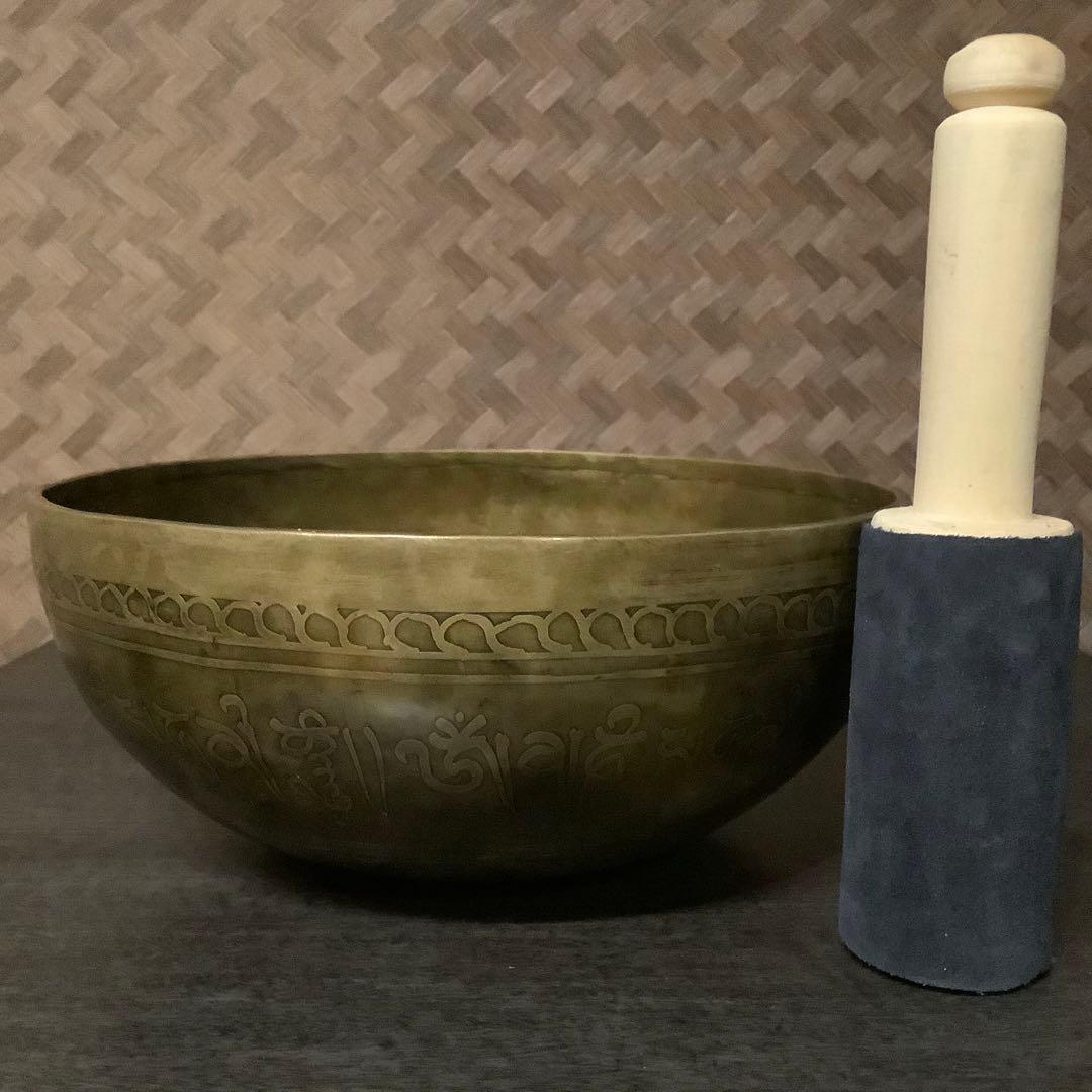 No32 チベット産 24.2cm チベタン シンギングボウル ヤントラ