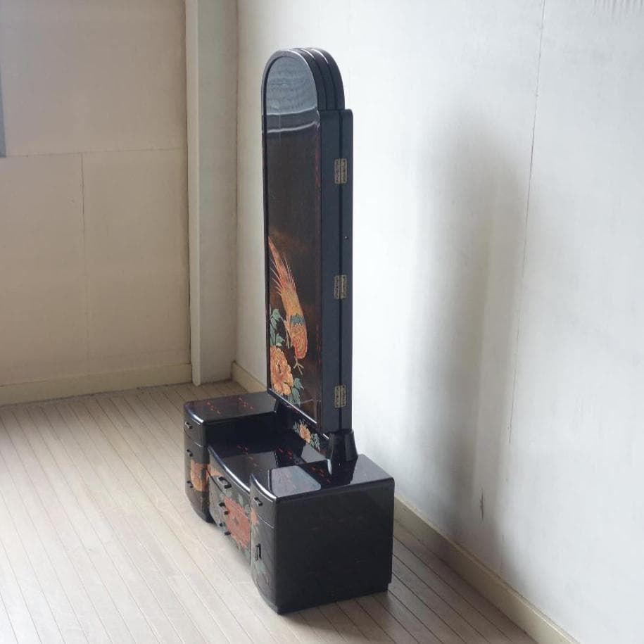 アンティーク　蒔絵　三面鏡　鏡台　漆芸　伝統工芸　骨董　古美術　古家具