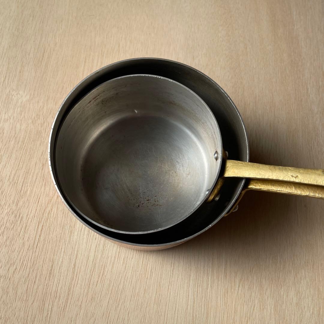 銅製 片手鍋 2個セット コッパー ソースパン フランス アンティーク