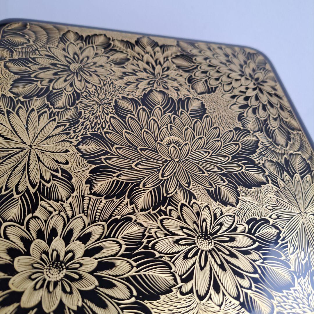 専用まとめ品 【輪島塗　7寸\"2段重箱】布着本堅地　 菊彫り詰め沈金　長期保管品