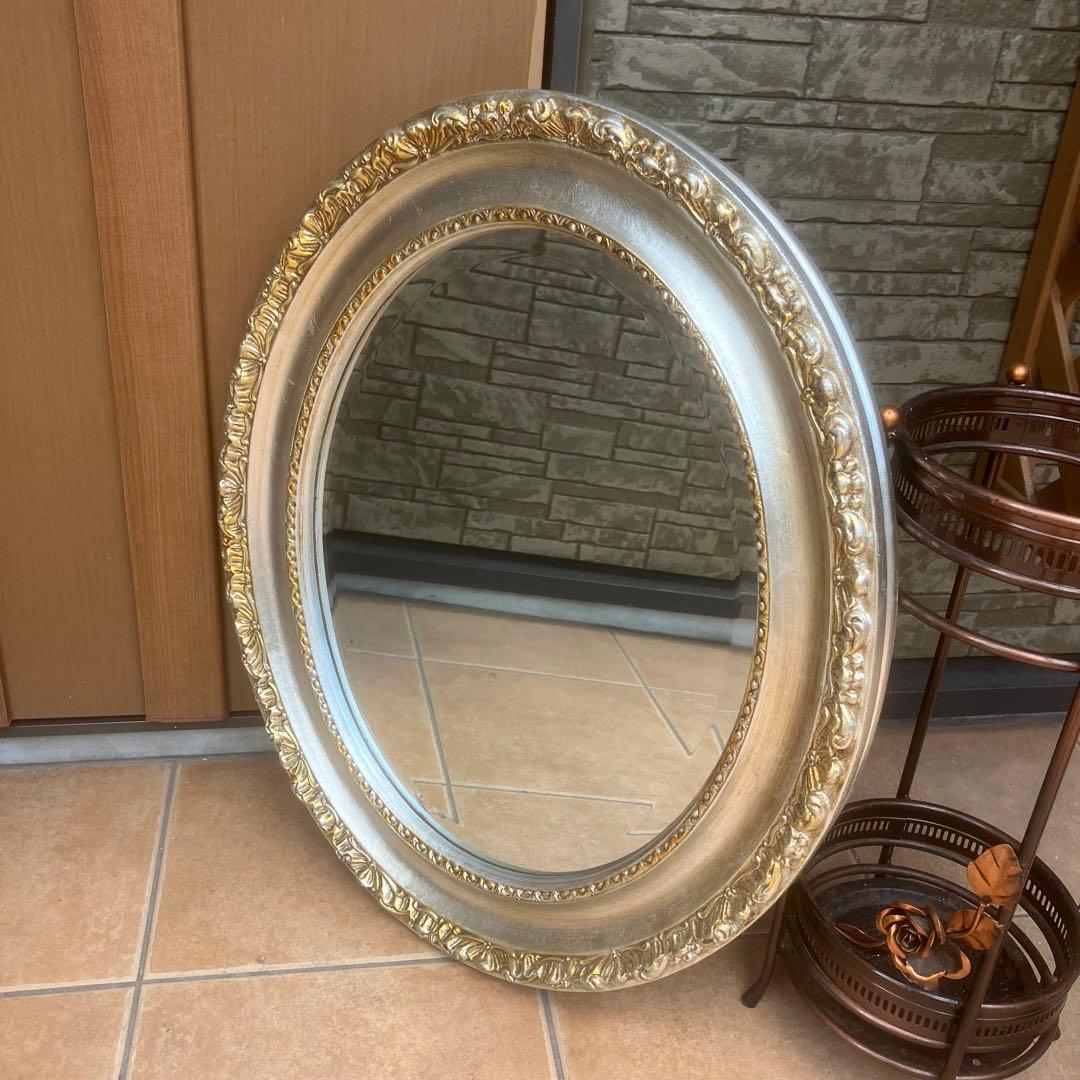 イタリア製　アンティーク調　ラウンドミラー 鏡　ウォールミラー　鏡　ヴィンテージ