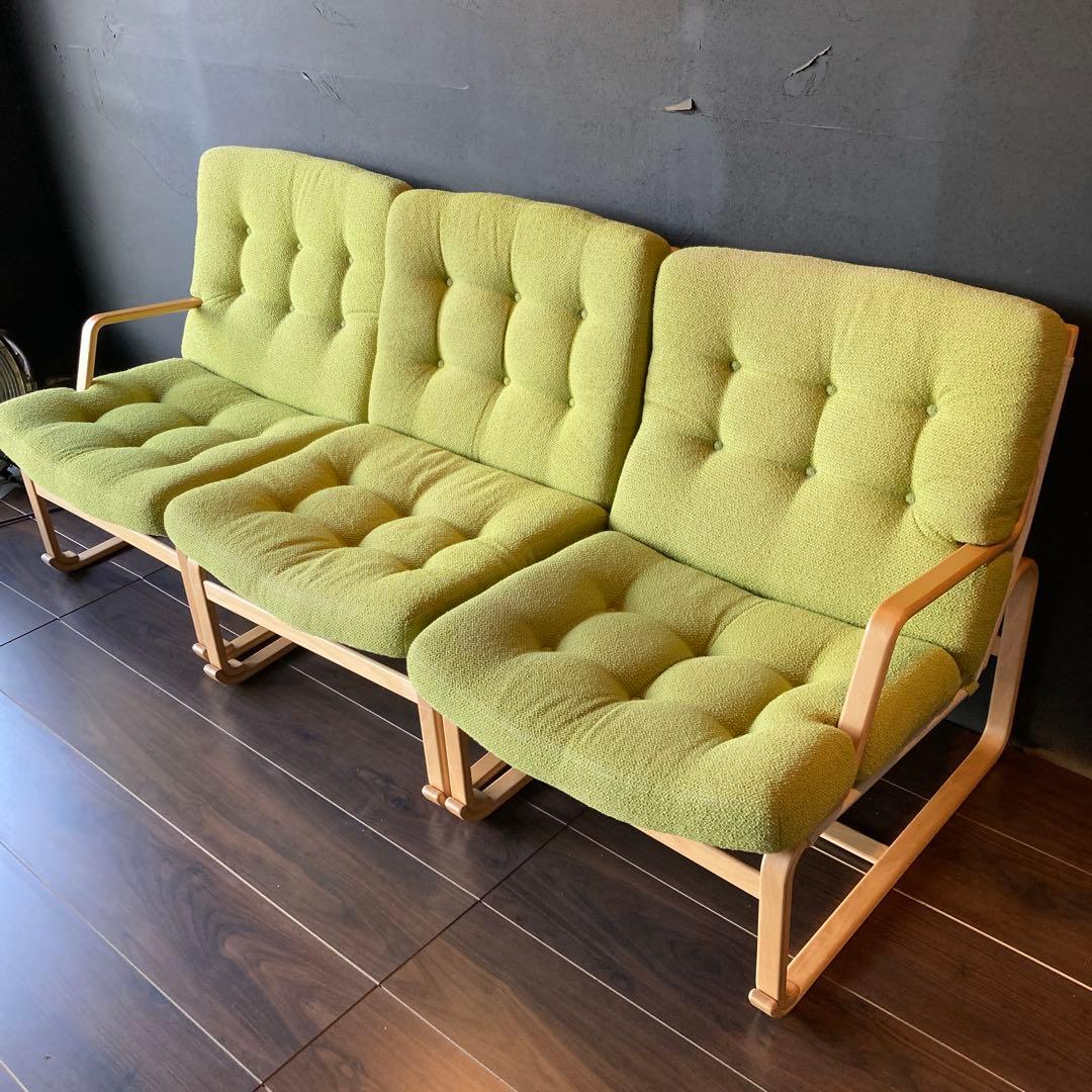 ①【送料込み】天童木工　マットソン　イージーチェア ブルーノ　3人　ソファー