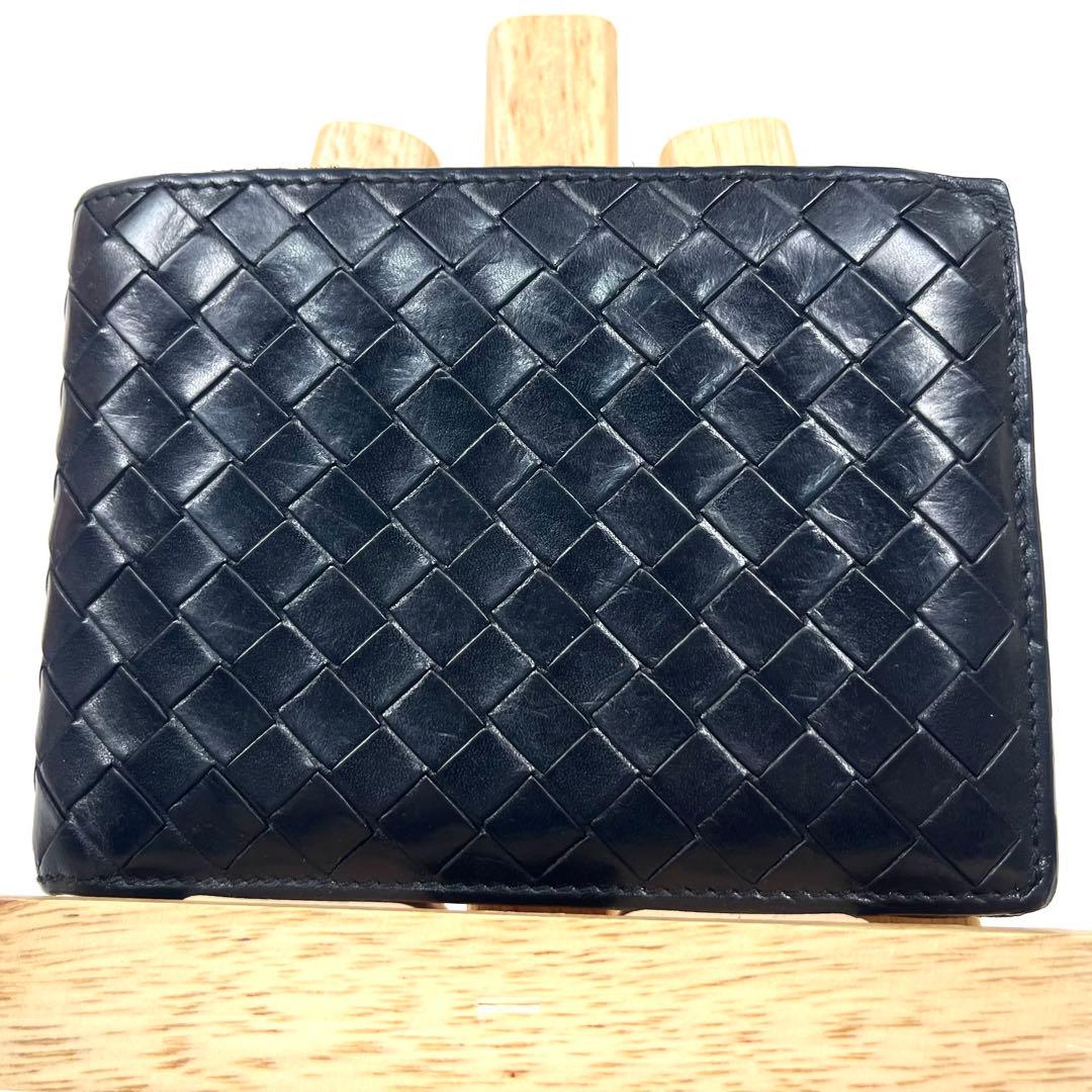 ボッテガヴェネタ　二つ折り財布　イントレチャート　コンパクト　スクエア　本革