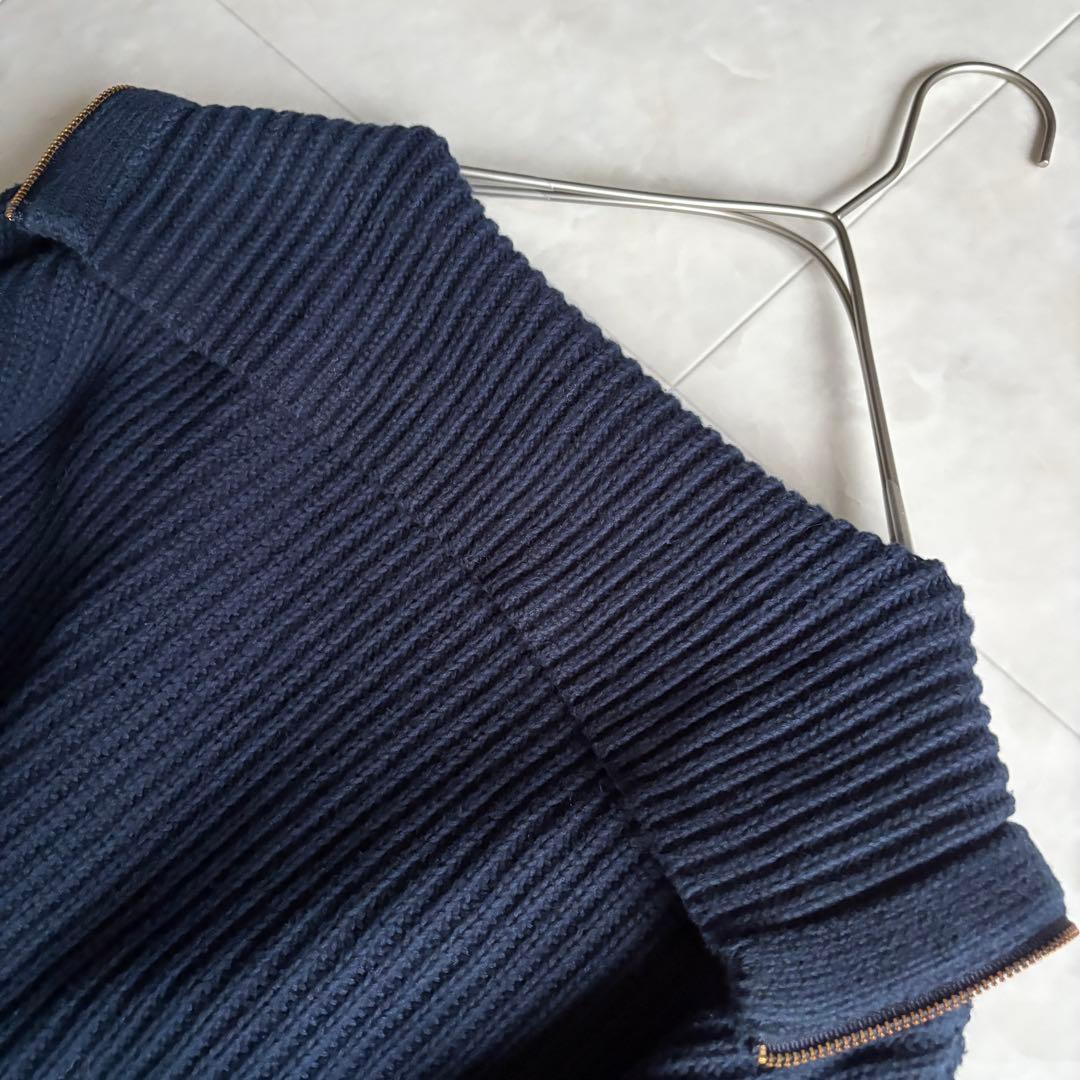＜6(ROKU)＞HIGH ZIP SAILOR KNIT/ニット ネイビー F