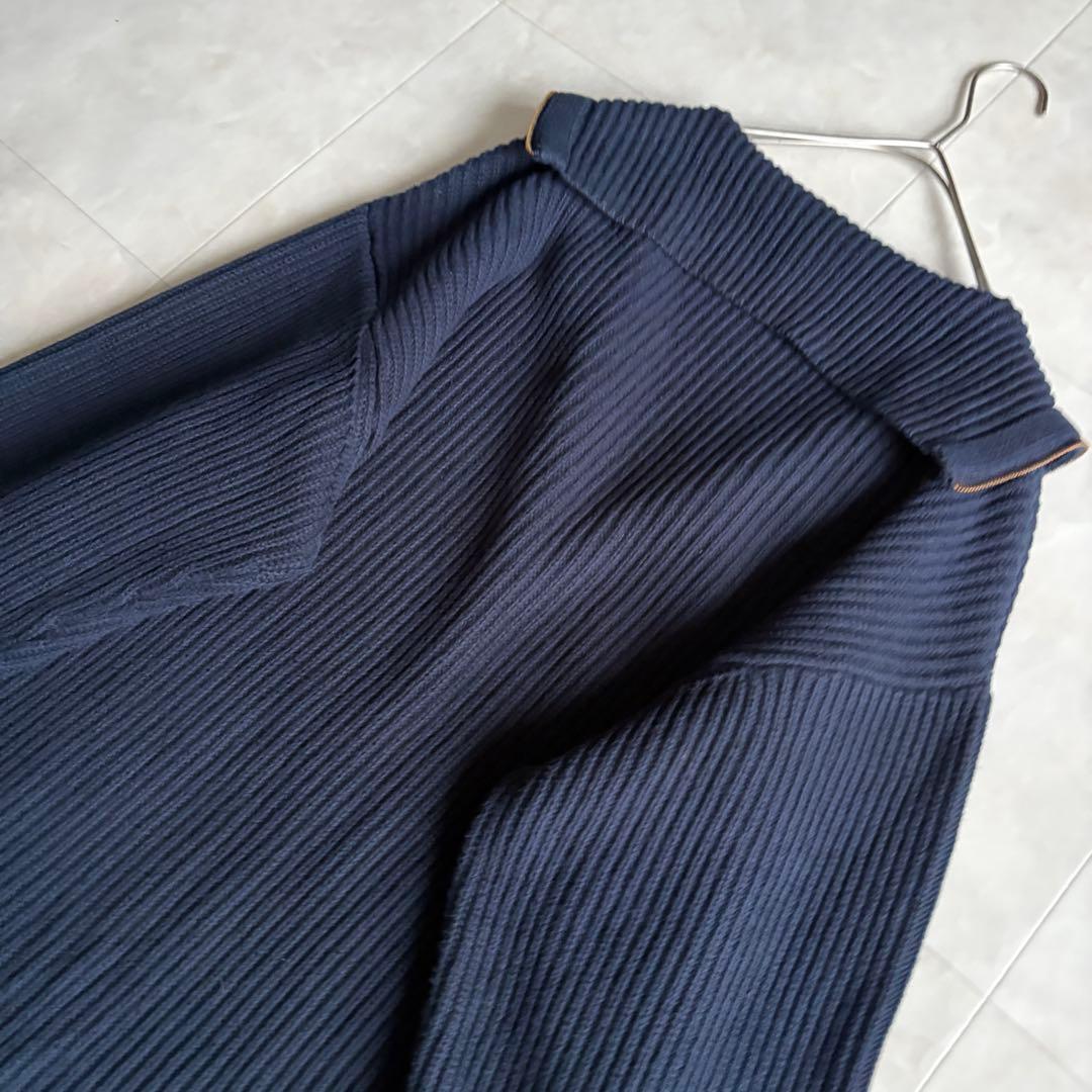 ＜6(ROKU)＞HIGH ZIP SAILOR KNIT/ニット ネイビー F