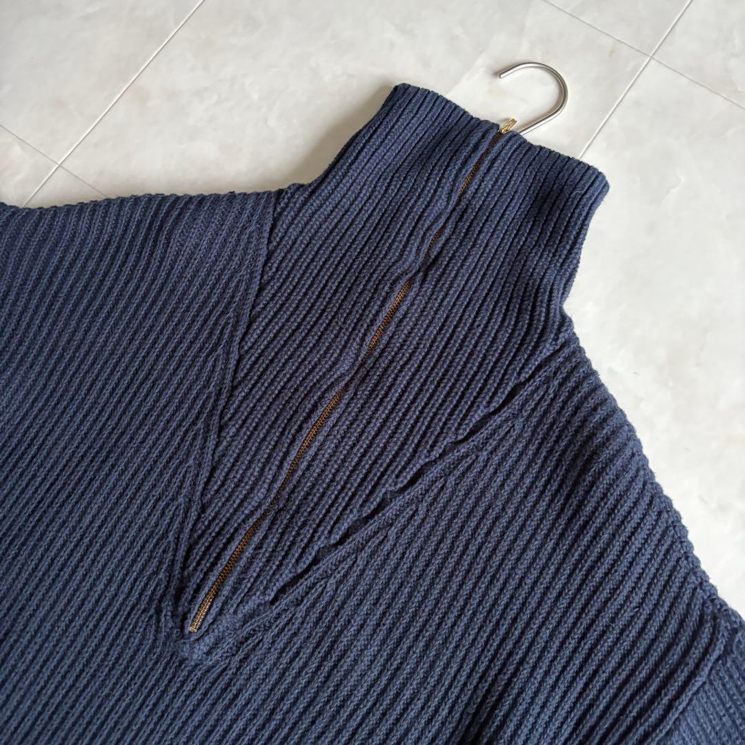 ＜6(ROKU)＞HIGH ZIP SAILOR KNIT/ニット ネイビー F