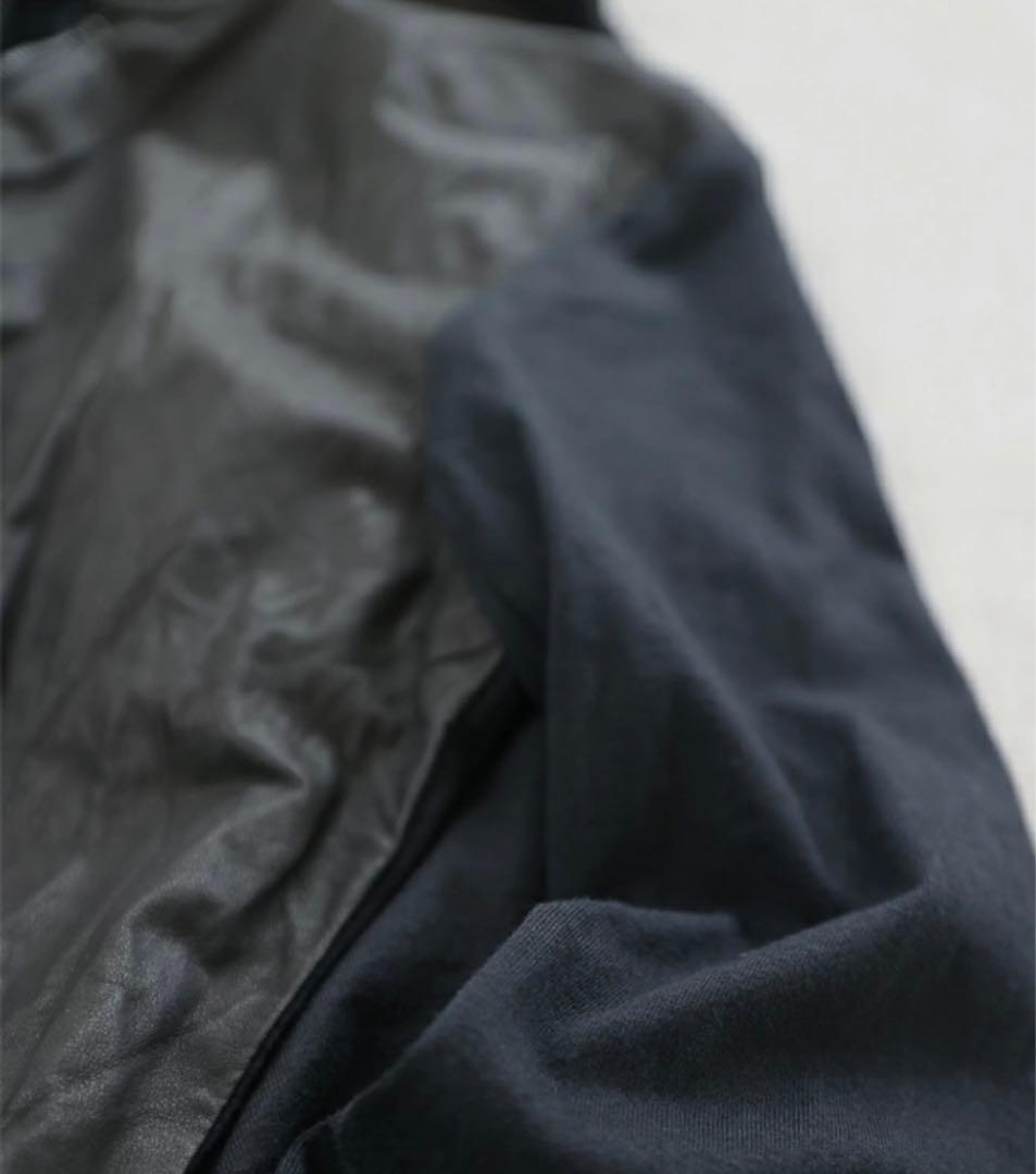 sisii シシ レザー×ジャージー異素材コンビジャケット ライダース 黒