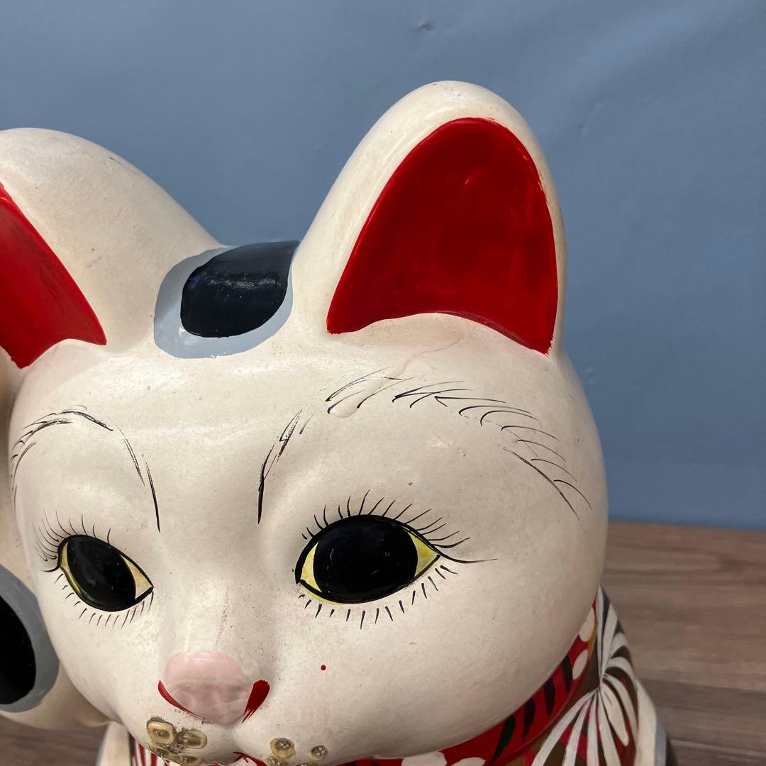 4F 招き猫 貯金箱 常滑焼 陶器 置物 縁起物 レトロ 飾り インテリア