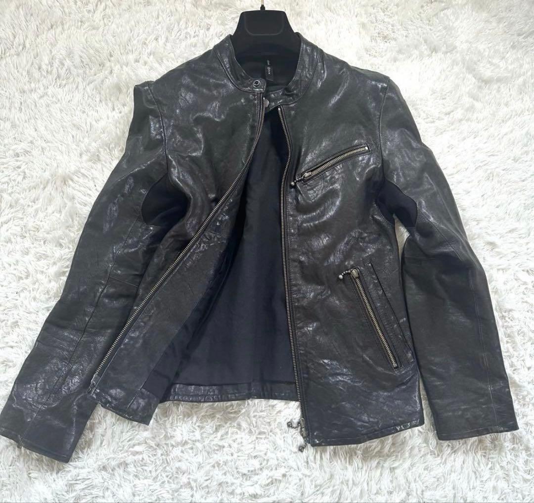 【美品】glamb グラム シングルライダース ラムレザー 羊革 ブラック1