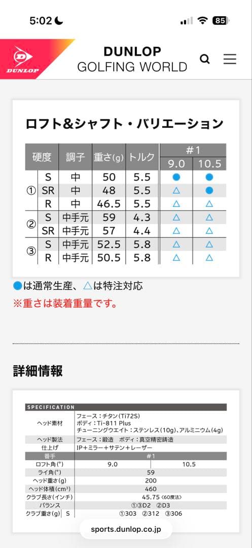 スリクソンZXiMAXドライバー純正Diamana ZXi50 カーボンシャフト