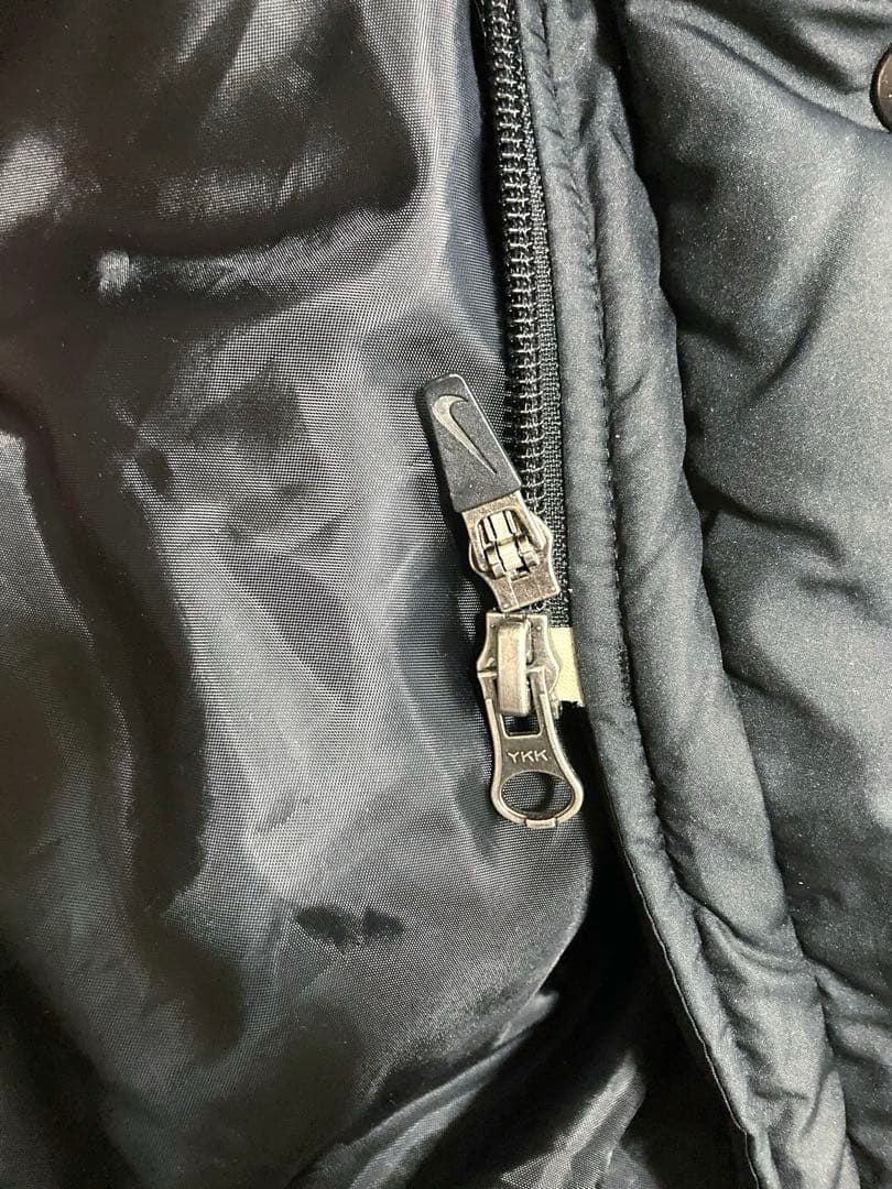 NIKE ロング ダウン ベンチコート ブラック XL フード脱着 未使用に近い