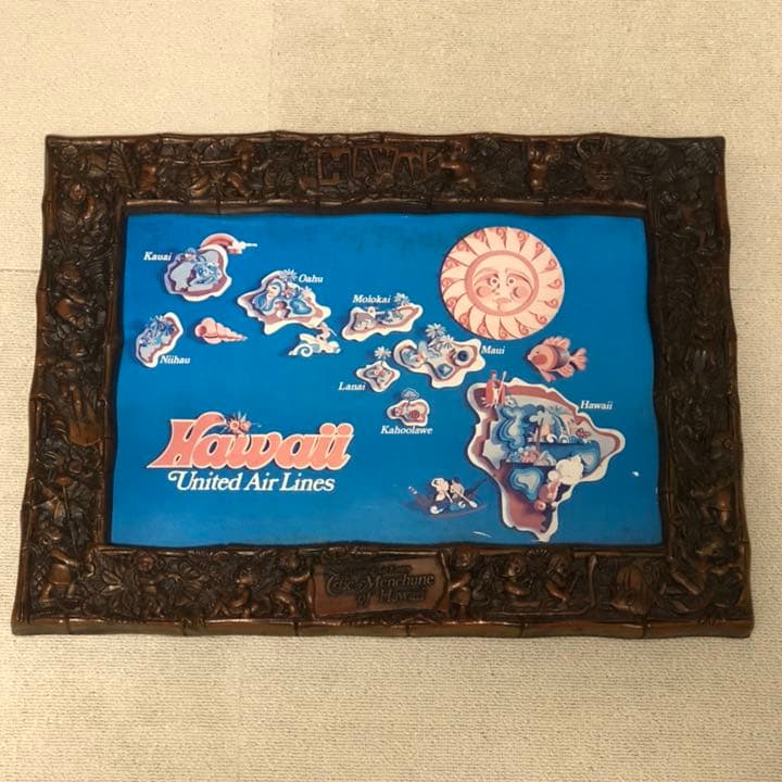 ユナイテッドエアライン メネフネ Hawaii ハワイ 地図 ビンテージ