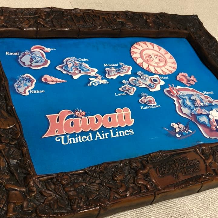 ユナイテッドエアライン メネフネ Hawaii ハワイ 地図 ビンテージ